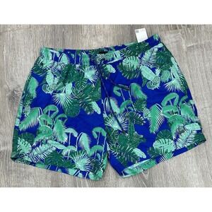 Hugo Boss Shorts Mens Large Blue‎ Palm Trees Swim Trunks Swimming Lined Shorts